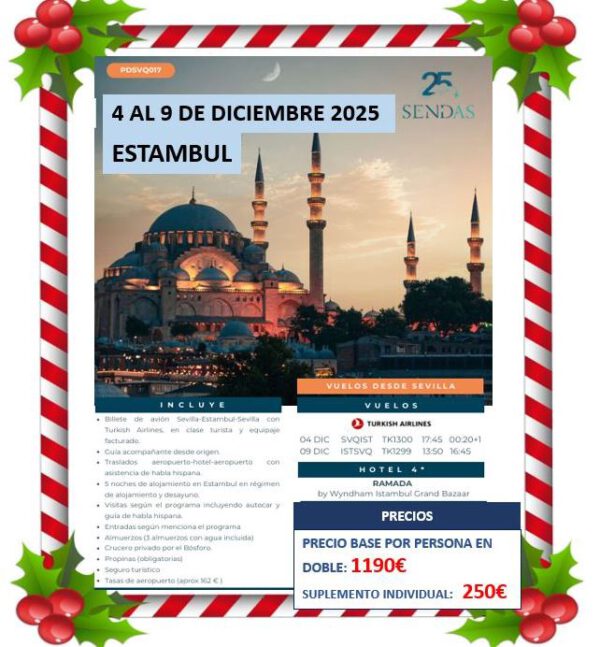 ESTAMBUL – 4 AL 9 DE DICIEMBRE 2025 – OFERTA DE MERCADO