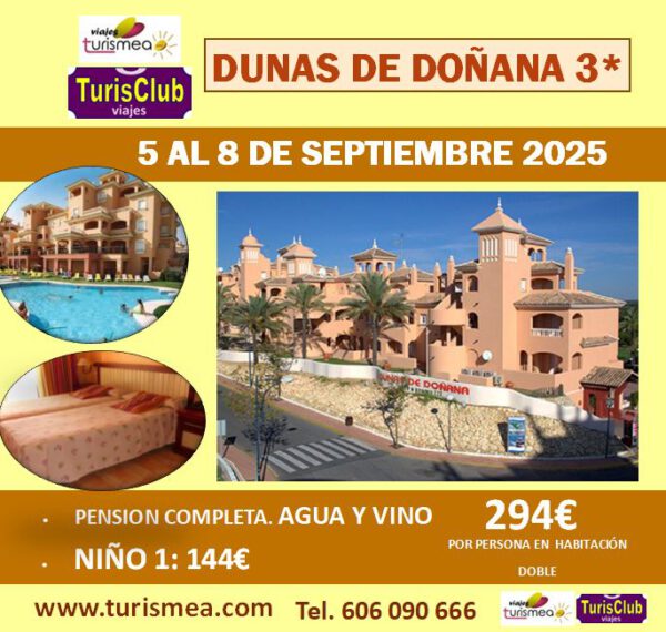 DUNAS DE DOÑANA 3* – 5 AL 8 DE SEPTIEMBRE 2025