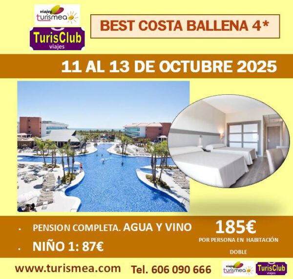 BEST COSTA BALLENA 4* – 11 AL 13 DE OCTUBRE 2025
