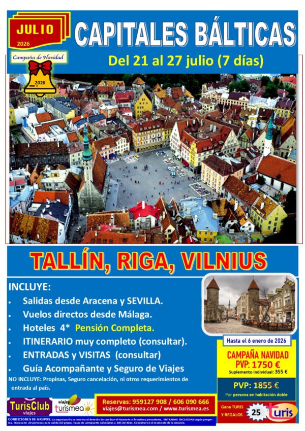 CAPITALES BÁLTICAS – 21 AL 27 JULIO 2026