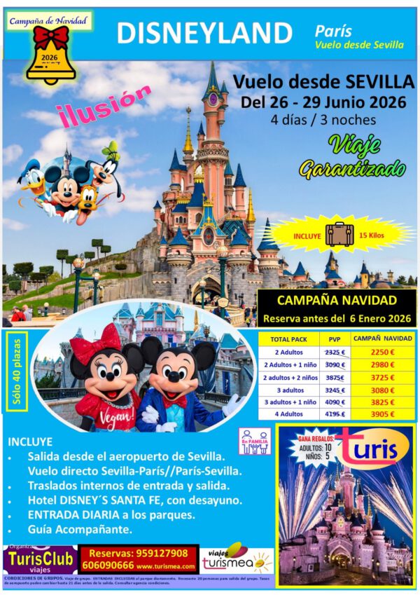 DISNEYLAND – 26 AL 29 DE JUNIO 2026