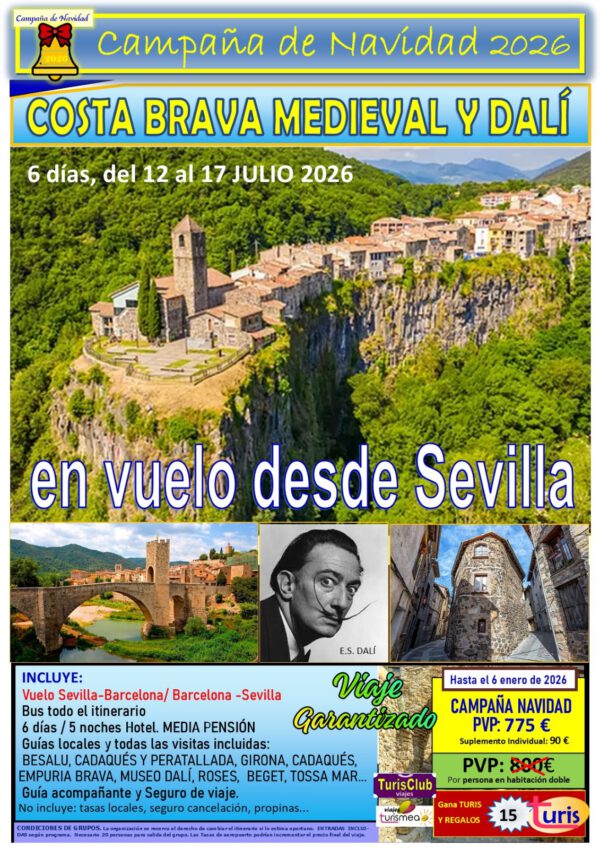 COSTA BRAVA MEDIEVAL Y DALÍ – 12 AL 17 JULIO 2026