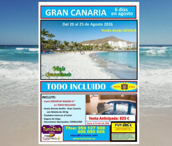 GRAN CANARIA – 20 AL 25 AGOSTO 2026