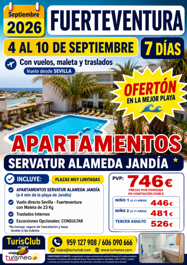 APARTAMENTO FUERTEVENTURA – 4 AL 10 DE SEPTIEMBRE 2026