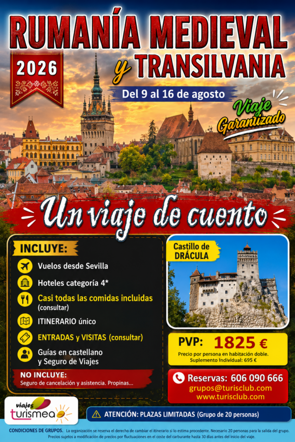 RUMANIA MEDIEVAL Y TRANSILVANIA – 9 AL 16 DE AGOSTO 2026