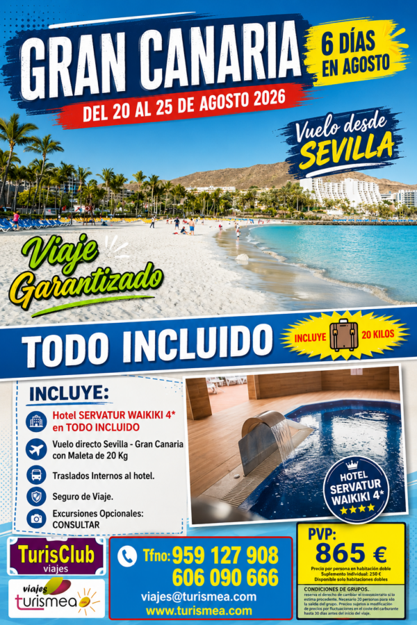 GRAN CANARIA – 20 AL 25 AGOSTO 2026